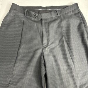 Alfani 100% Wool Dress Pants Mens Sz 36X28 Black gray pin stripes Pleated 149